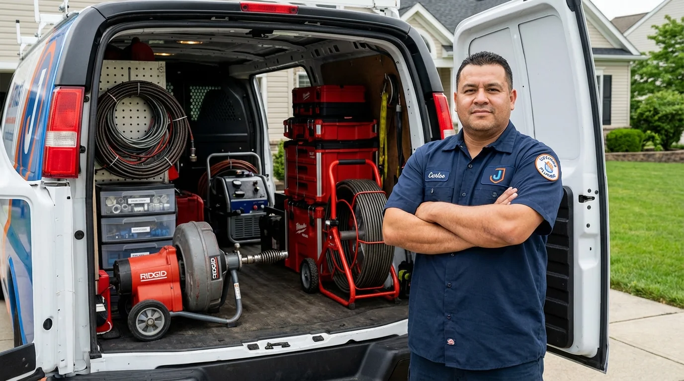 Professional drain cleaning equipment and Johns Plumbing LLC plumber in Fredericktown