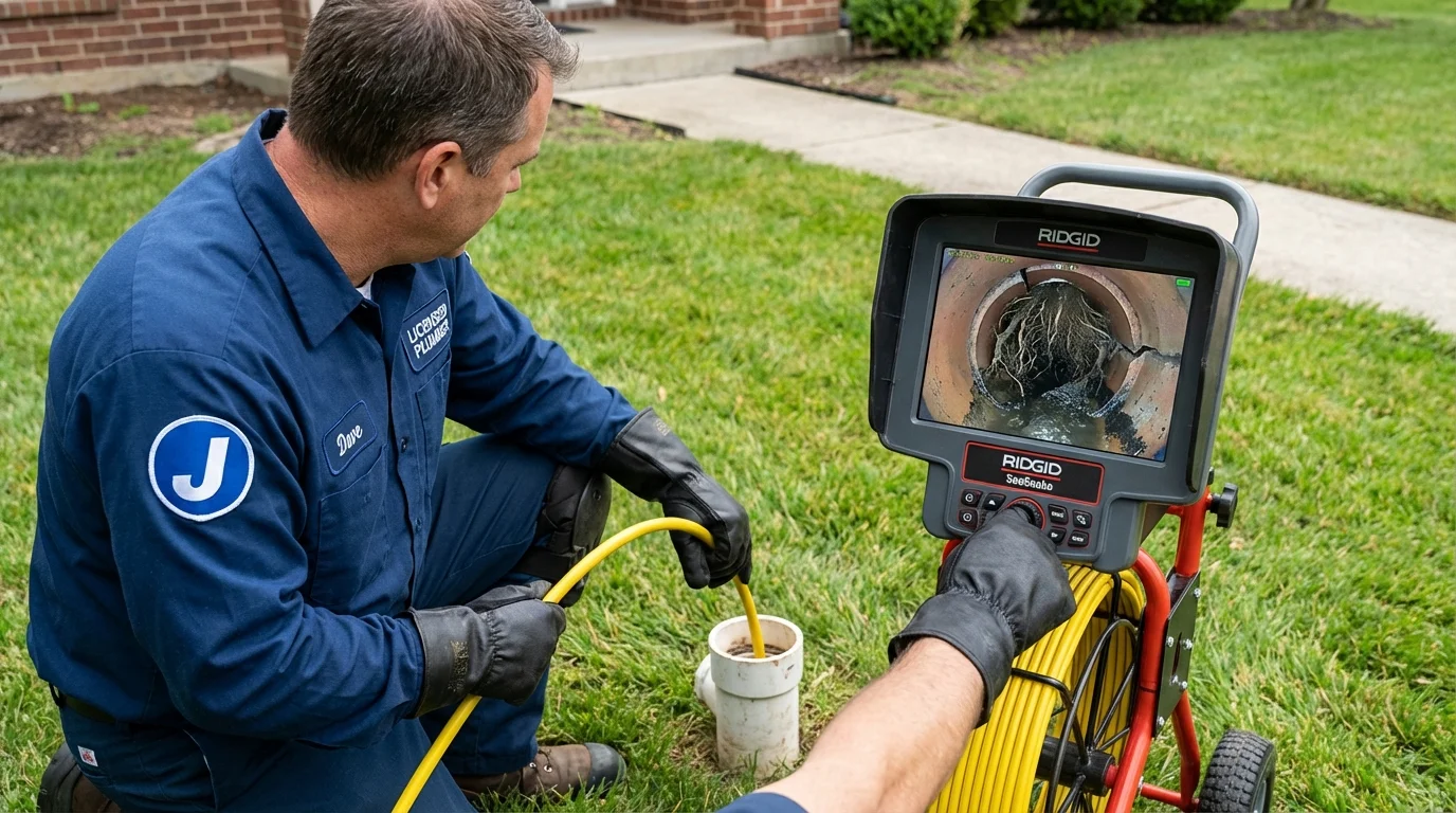 Sewer camera inspection being performed by Johns Plumbing LLC in Fredericktown